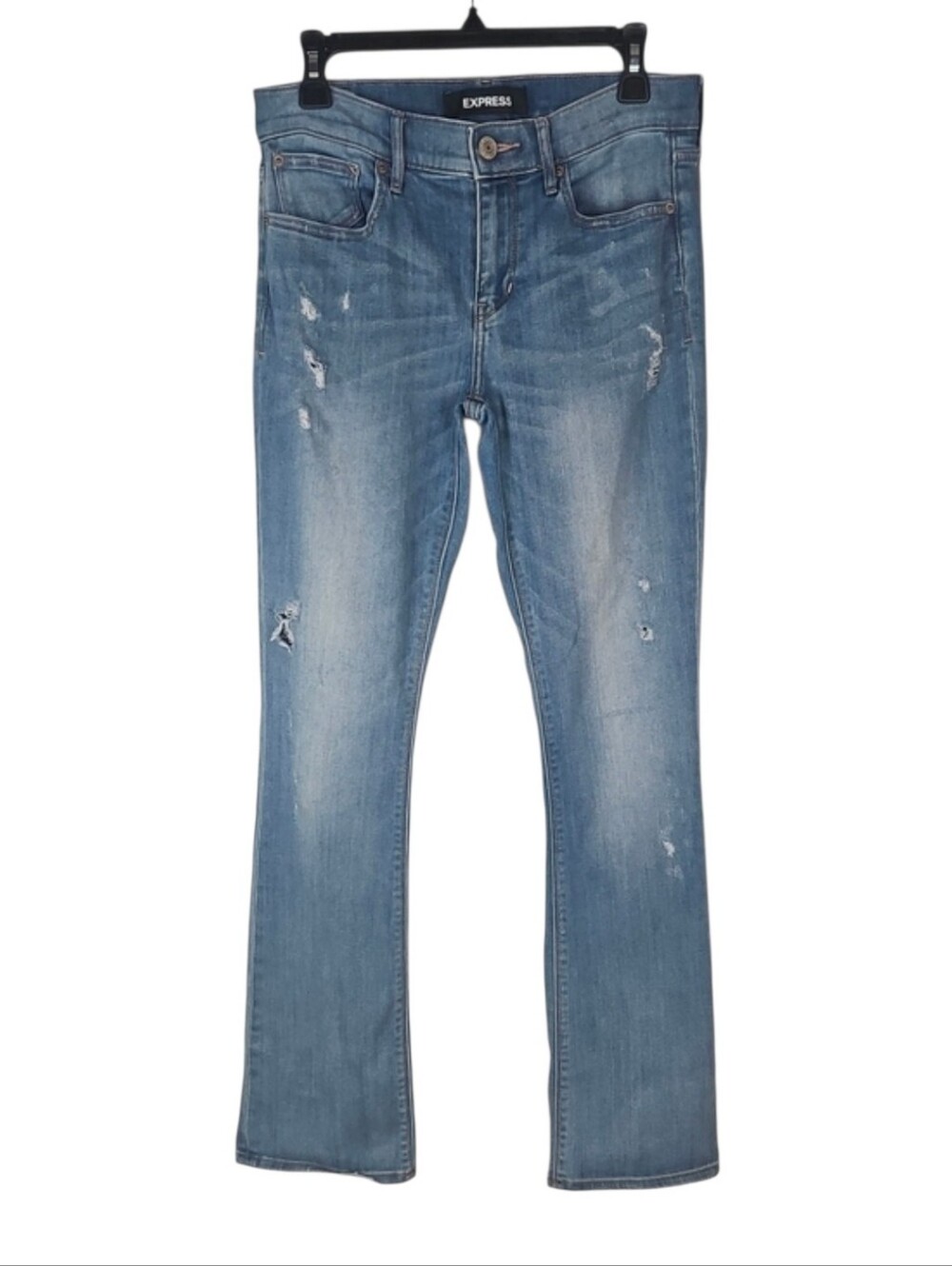 Express Barely Boot Mid Rise Jeans Thrashed Shredded Y2K Grunge Indie Sleaze 6R
